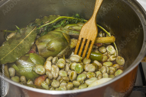 Artichoke and fava beans casserole