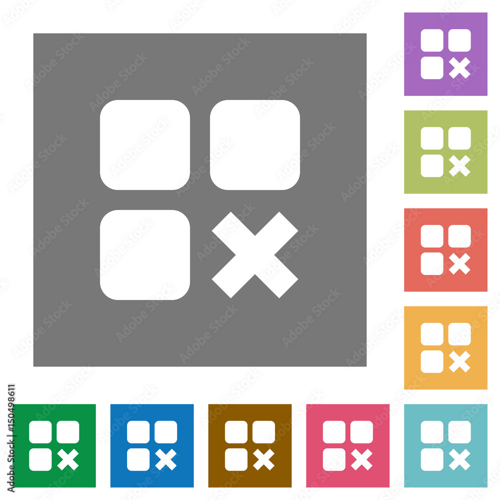 Component cancel square flat icons Component cancel square flat icons