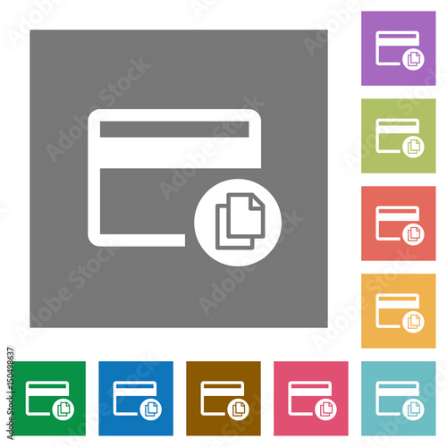 Credit card transaction templates square flat icons