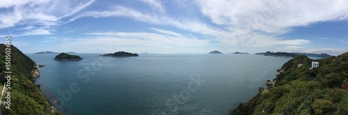 Panorama of The Sea with The Blue Sky at Tongyeong City, Korea 