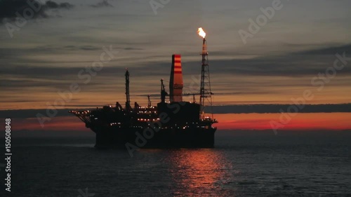 Offshore oil platform at night  photo