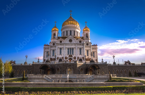 Evening mood of a sunset on Christ the Savior Cathedral. Russia.