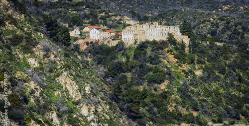 New Thebais medieval monastery ruins in Holy Mount Athos photo