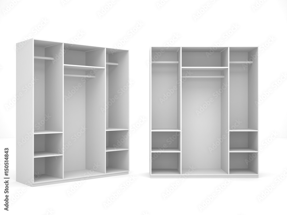 Wardrobe Isolated on White Background, 3D rendering Wardrobe Isolated on White Background, 3D rendering