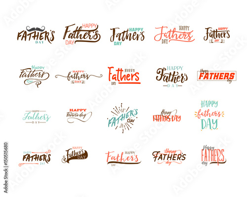 Father's Day badge design . Sticker, stamp, logo - handmade. With the use of typography elements, calligraphy and lettering