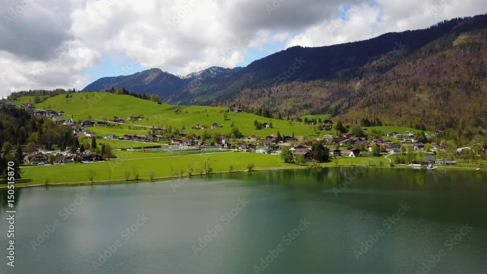 Aerial view of lake thiersee tirol Austria in 4K - flying above water surface Aerial view of lake thiersee tirol Austria in 4K - flying above water surface