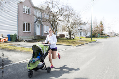 Mother doing Training, jogging with baby
