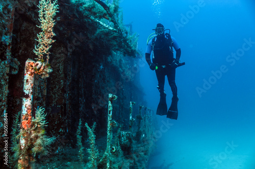 Scuba Diver and Shipwreck