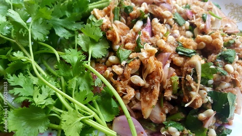 Ant eggs salad or Thai spicy salad