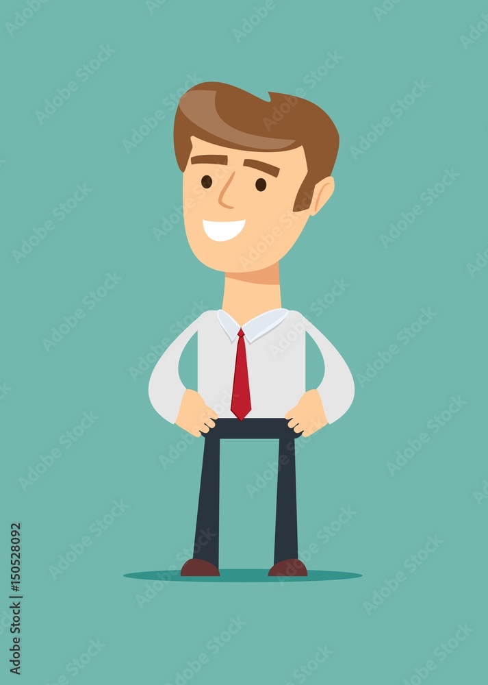 Portrait of a handsome CEO smiling businessman. Stock vector illustration for poster, greeting card, website, ad, business presentation, advertisement design.