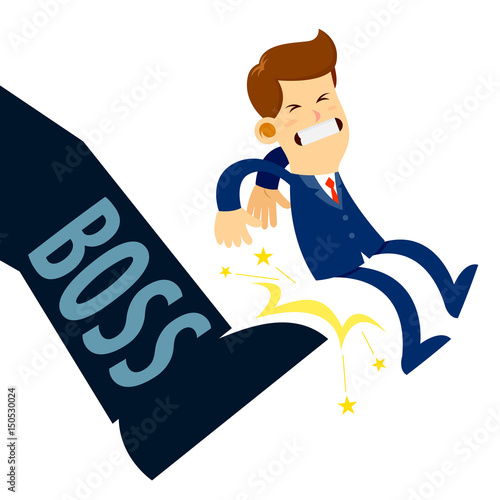 Businessman Getting Kicked By Boss Foot