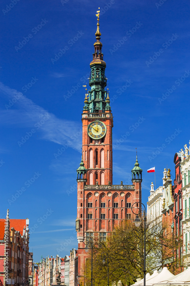 Fototapeta premium Architecture of historical city hall in Gdansk, Poland