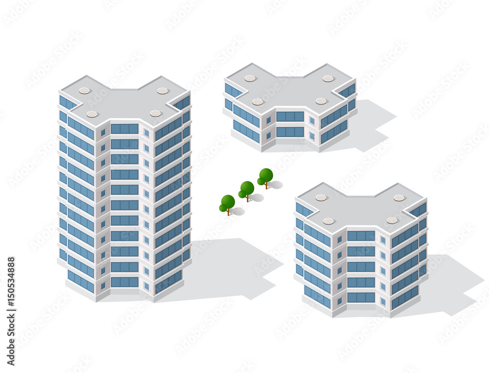 Isometric 3D dimensional skyscraper building of modern architecture of urban construction. Drawing map engineering design landscape top view Isometric 3D dimensional skyscraper building of modern architecture of urban construction. Drawing map engineering design landscape top view