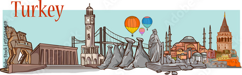 Vector illustration of a Turkey  horizontal banner concept.
