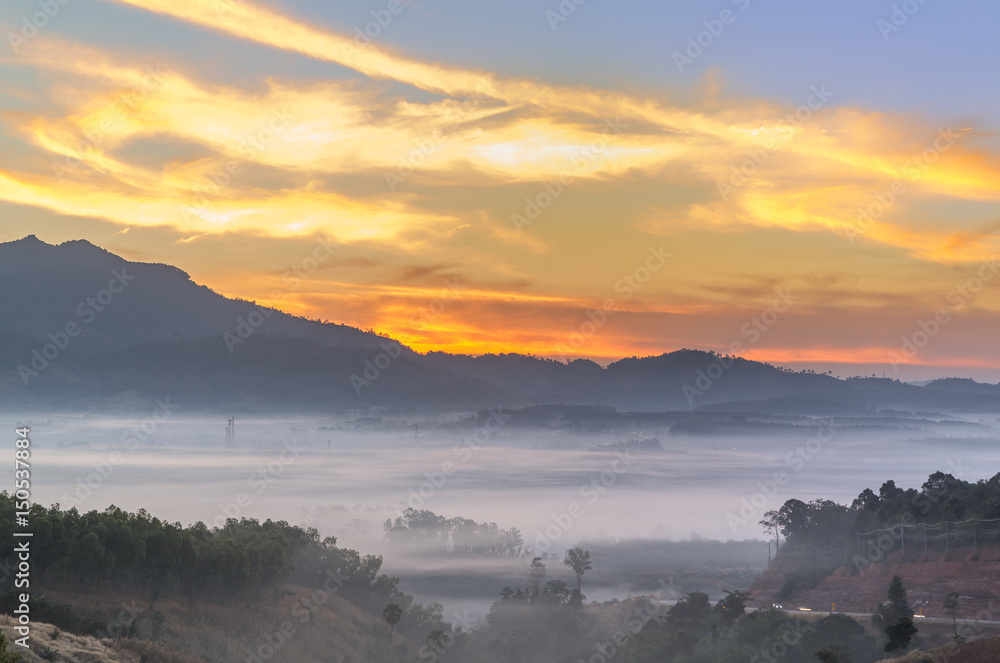 Morning Mist and Sunrise at Khao Kho National Park, Phetchabun in Thailand
Morning Mist and Sunrise at Khao Kho National Park, Phetchabun in Thailand