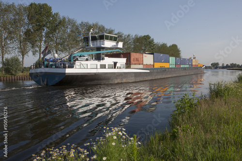 Leinwand Poster Riverbaot, barge Netherlands