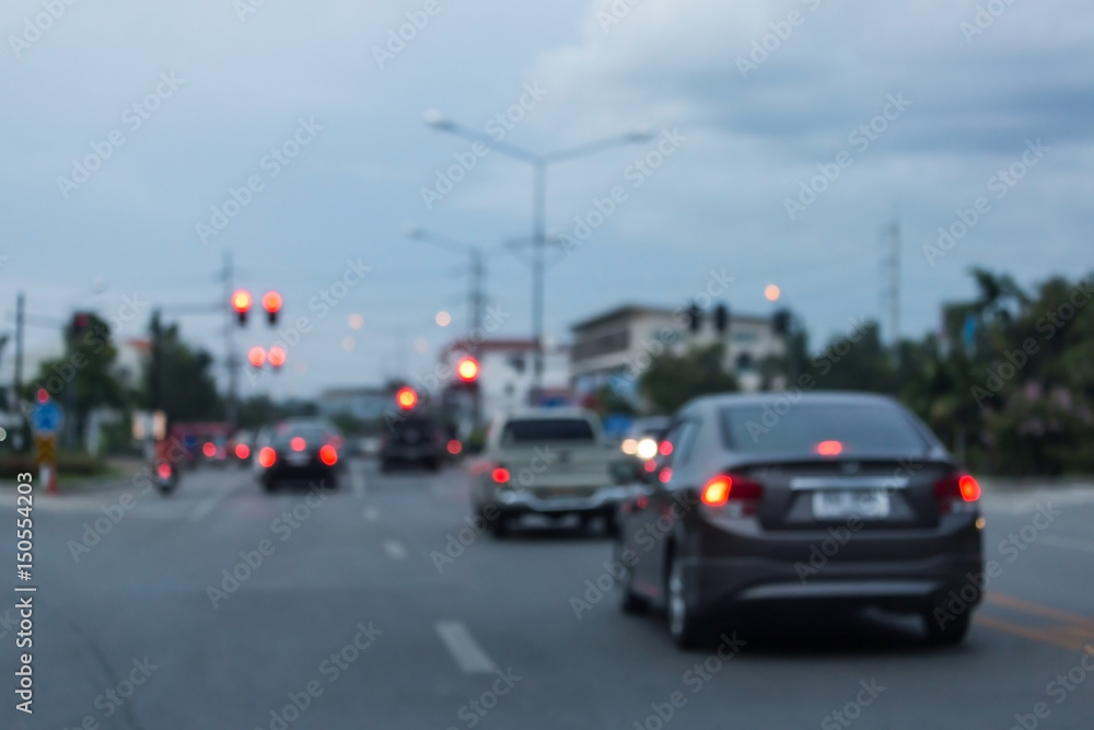 light of traffic car on the city street, abstract blur bokeh background