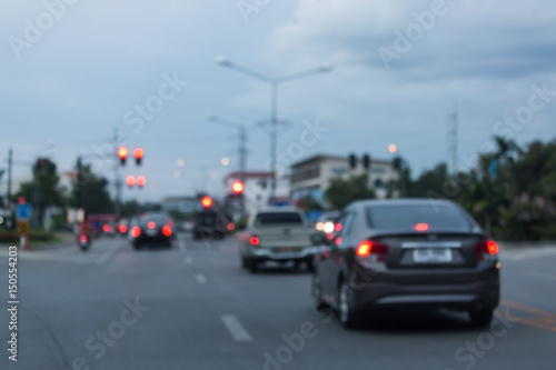light of traffic car on the city street, abstract blur bokeh background