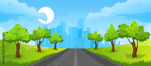 Summer landscape with city