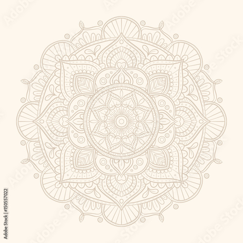Hand drawn Mandala design. Perfect for backgrounds, invitations, birthday cards, wallpapers, etc. Vector illustration.