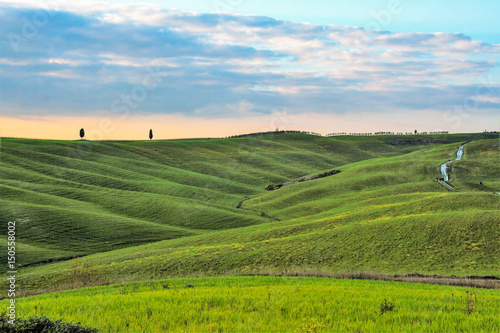 Landscape of tuscan countryside in spring