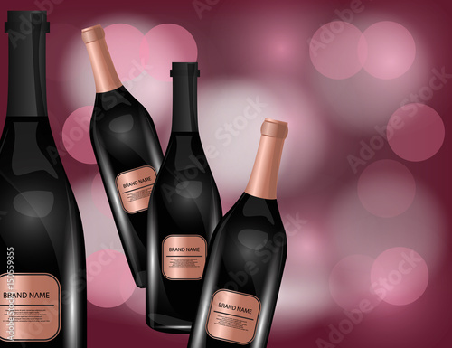 Red Wine Bottles on the Sparkling Background for Your Design