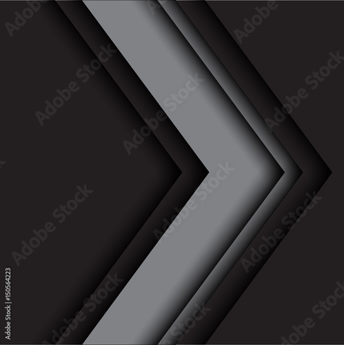 Abstract gray arrow shadow overlap on black design modern background vector illustration.
