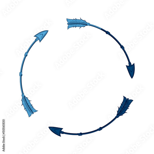 blue free spirit arrow rustic tribal decoration round vector illustration