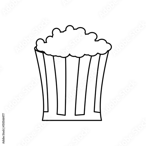 bucket pop corn food celebration party line vector illustration