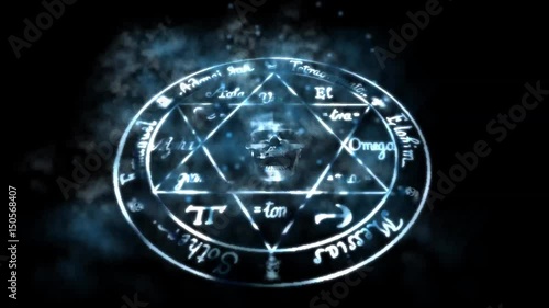 skull with star of David,shine particles & lightning. photo