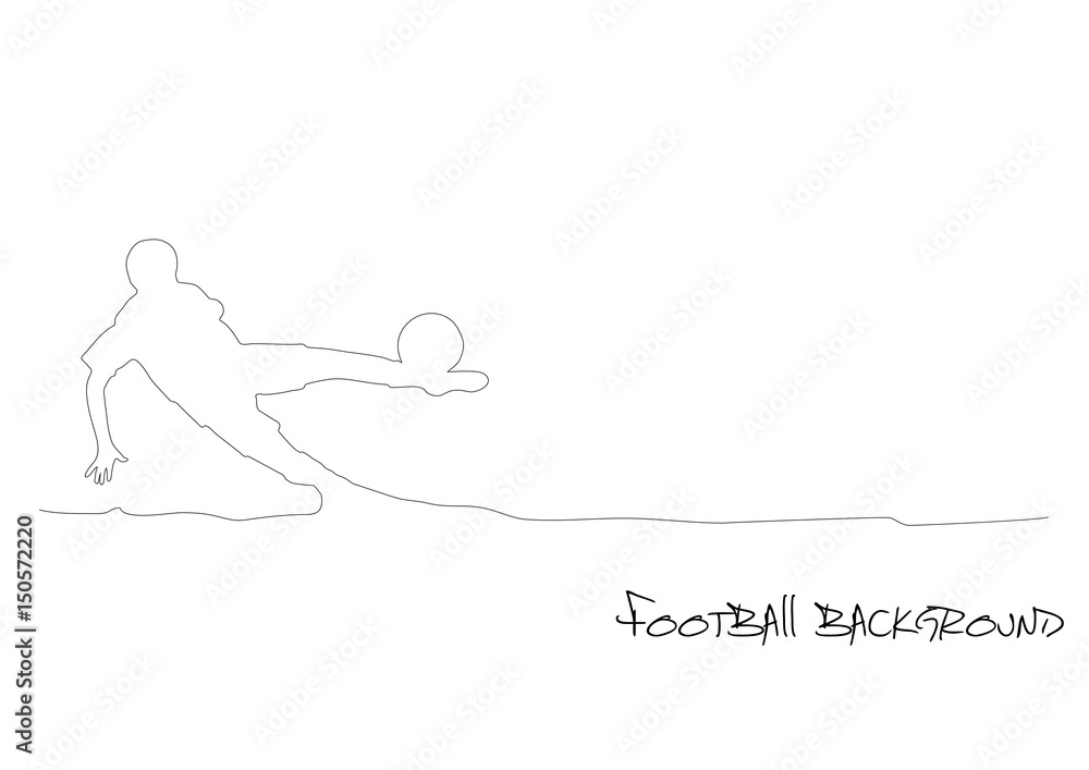 football player, vector background, continues line banner, uninterrupted wire style