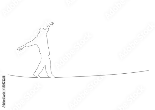 equilibrist, vector background, continues line banner, uninterrupted wire style
