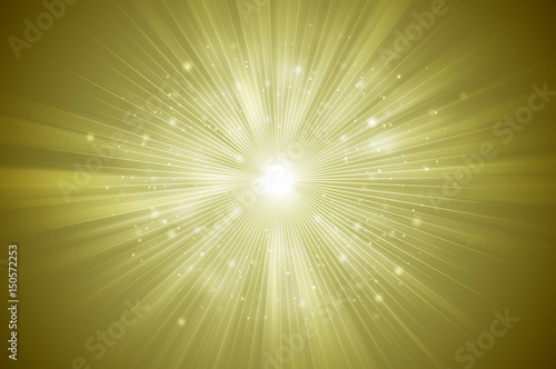 Gold glitter sparkles rays lights bokeh Festive Elegant abstract background.