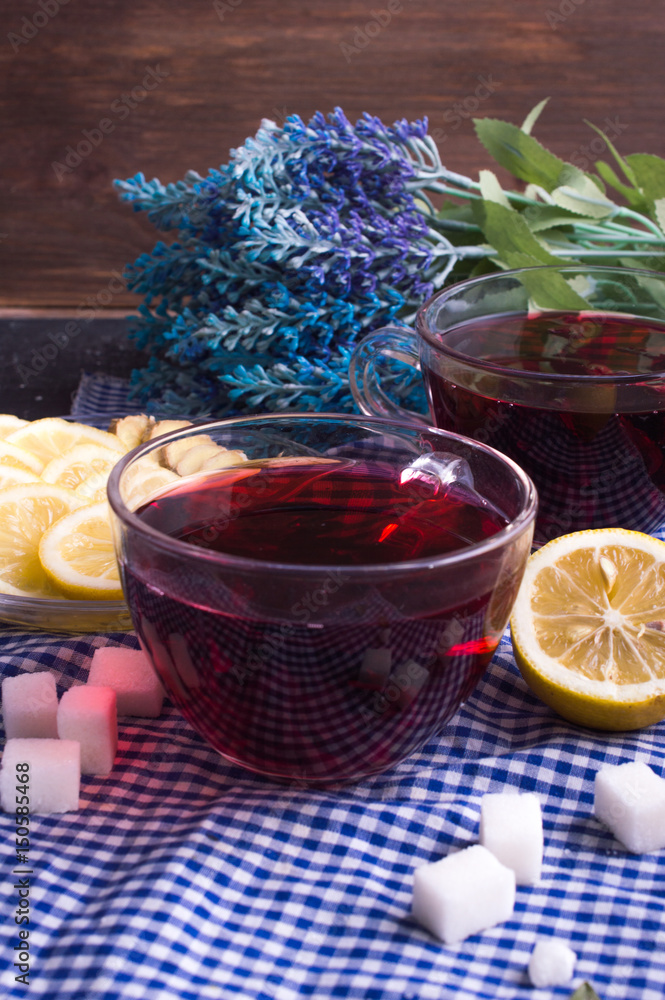 Tea with lemon and ginger. Tomorrow the concept