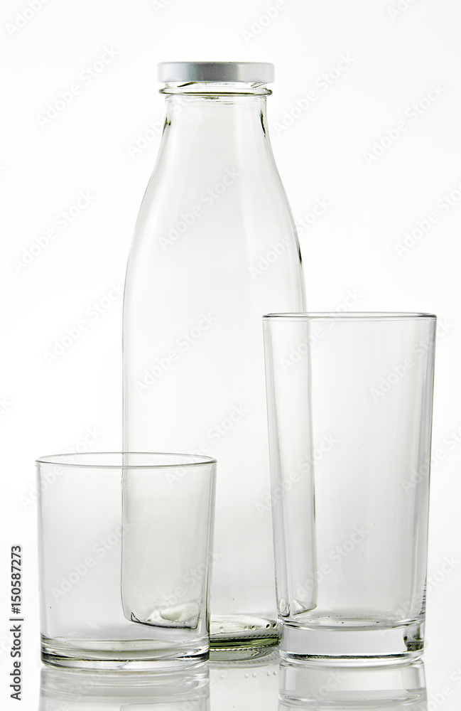 Empty milk bottle over white background. Empty milk bottle over white background.