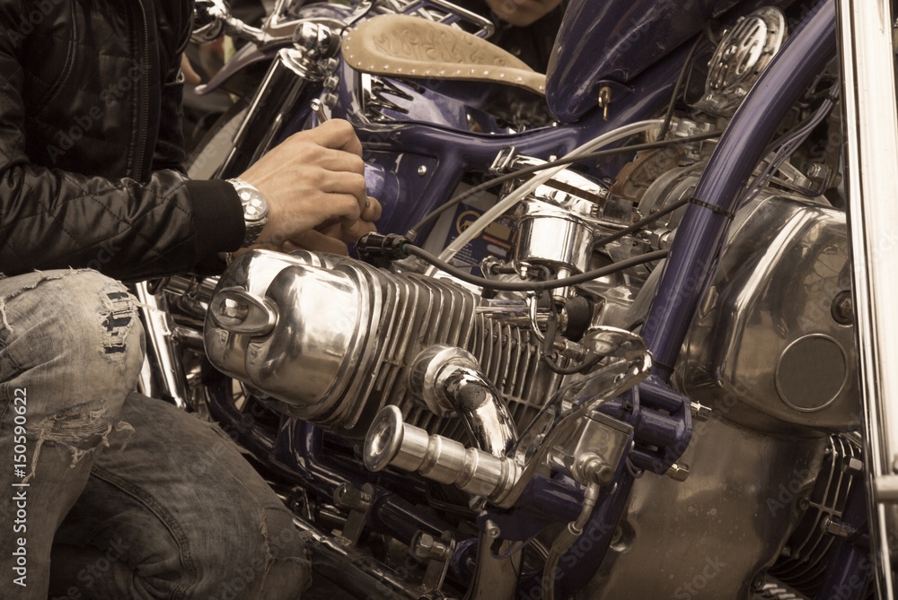 Fototapeta premium Repair of a motorcycle