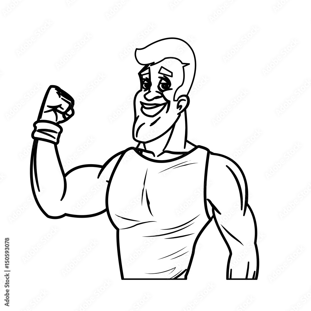 man strong muscle bodybuilding sport line vector illustration man strong muscle bodybuilding sport line vector illustration
