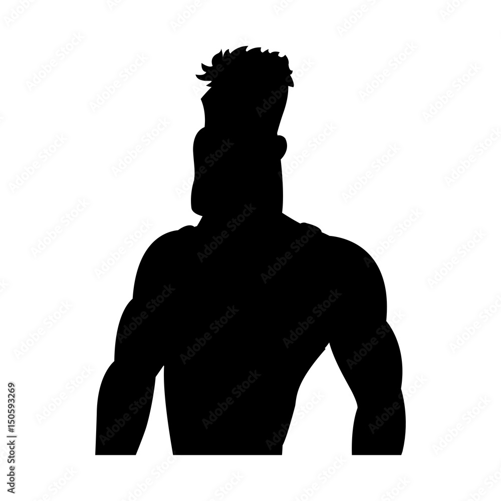 man athletic bodybuilding sport pictogram vector illustration