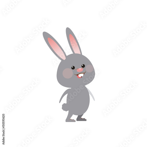 cute gray bunny easter concept vector illustration