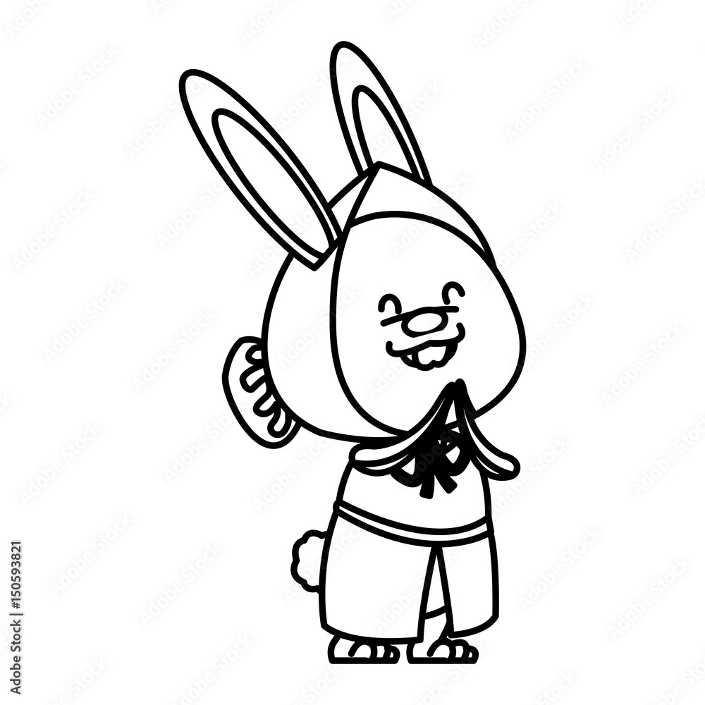 easter girl bunny with cap and dress line vector illustration easter girl bunny with cap and dress line vector illustration