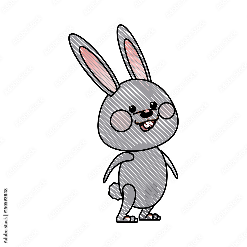 drawing cute gray bunny easter concept vecto illustration drawing cute gray bunny easter concept vecto illustration