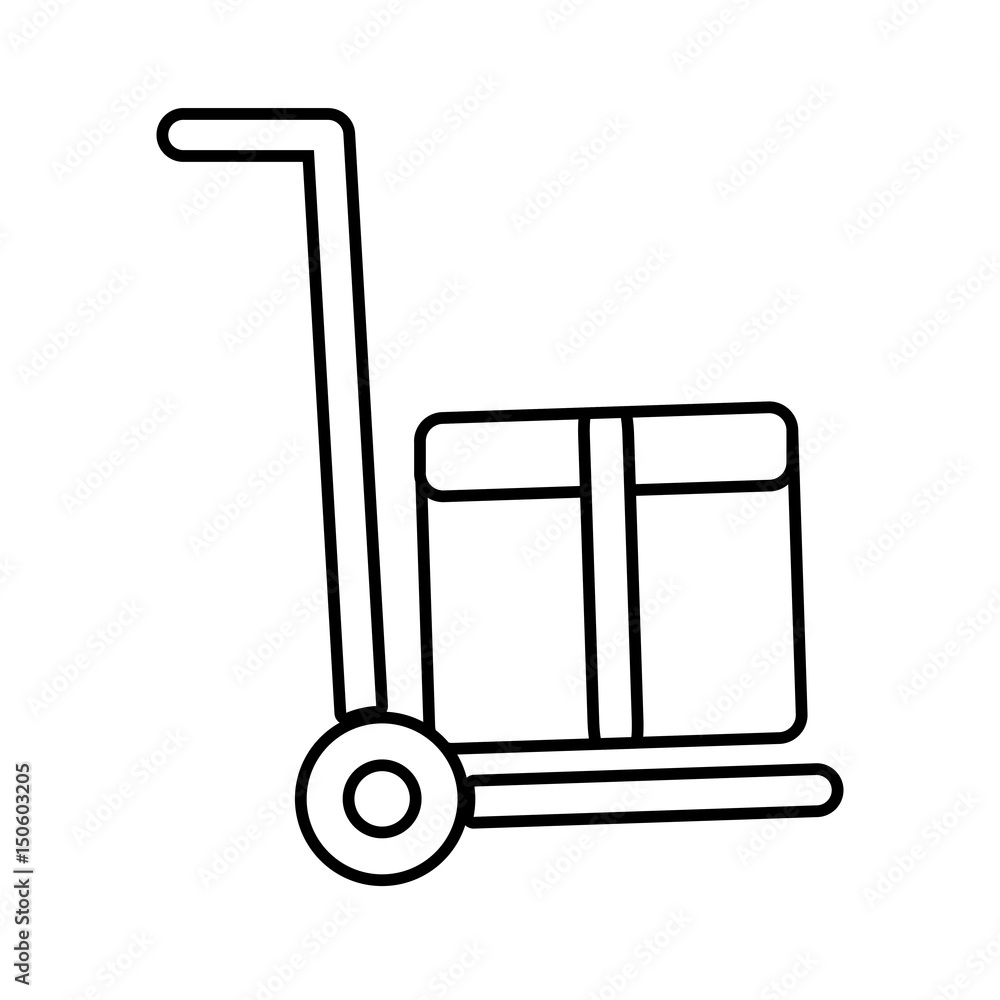 handcart with box icon over white background. vector illustration handcart with box icon over white background. vector illustration