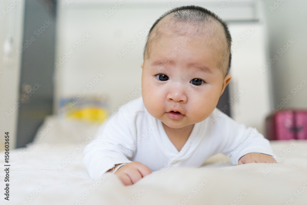baby lay on bed room baby lay on bed room
