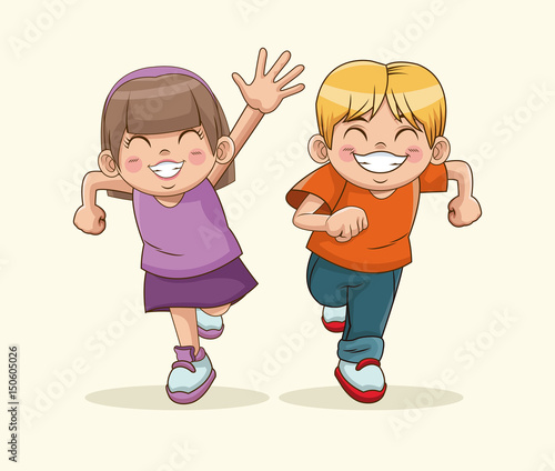 happy children day. boy and girl sweet children vector illustration