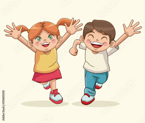 happy children day. boy and girl sweet children vector illustration