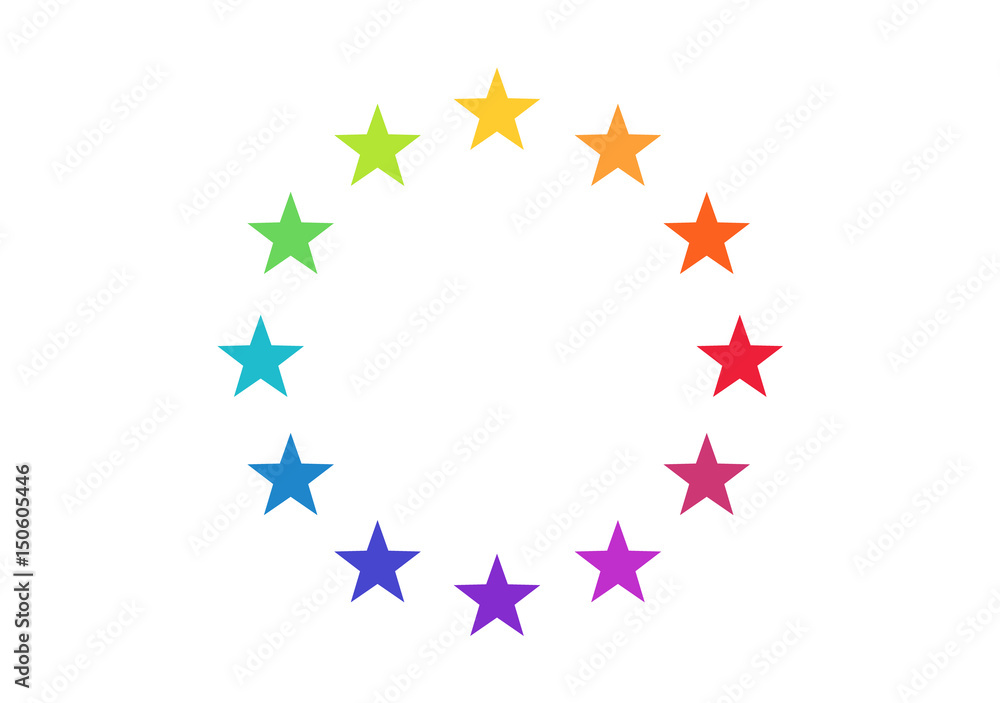 Europa Flagge, EU Fahne bunt, Regenbogen Europäische Union, Sterne, Farbe  Stock Vector | Adobe Stock