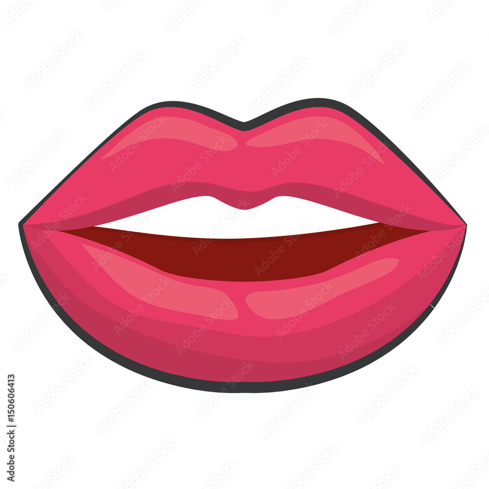 sensual pink lips icon over white background. vector illustration sensual pink lips icon over white background. vector illustration