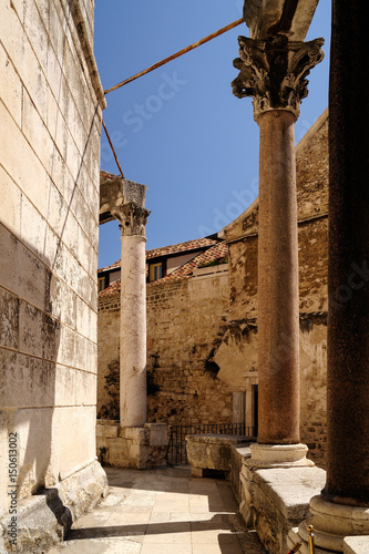 Säulen am Dom Kathedrale Sveti Duje St. Domnius, UNESCO Weltkulturerbe, Split, Mitteldalmatien, Kroatien