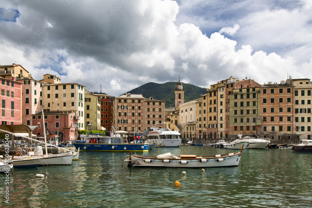 Picturesque view of the fishing village of Camogli