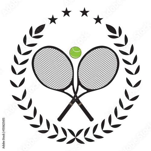 Isolated tennis emblem with a laurel wreath, Vector illustration